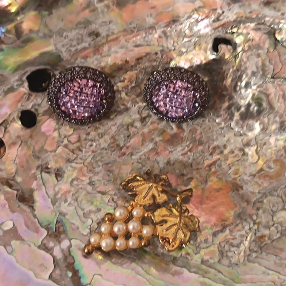 Bundle of Vintage Joan Rivers Earrings and Grape Cluster Pin